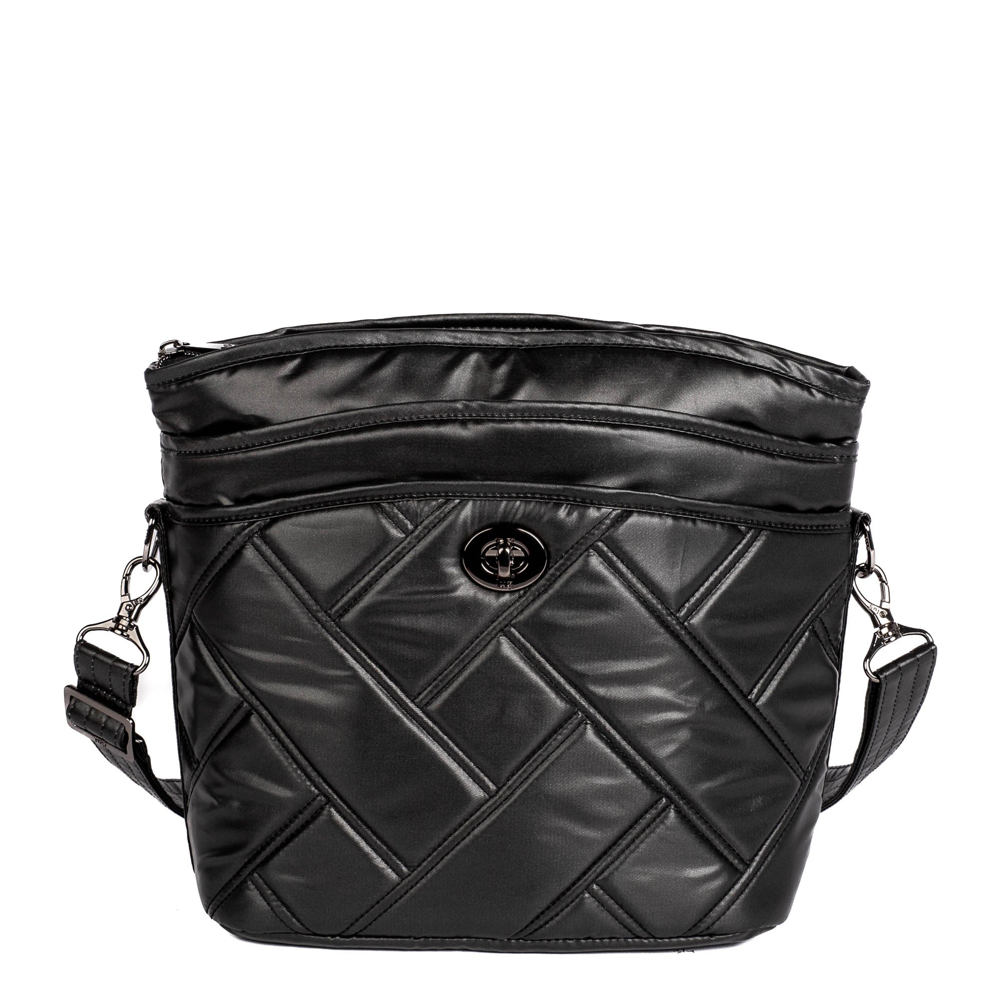 Adagio Shoulder Bag - METALLIC BLACK (ABSTRACT FERNS) - AdagioSE_MetallicBlack_01